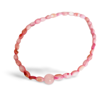 Armbånd - super fint lyserødt perle armbånd med shell perler 2-3 mm
